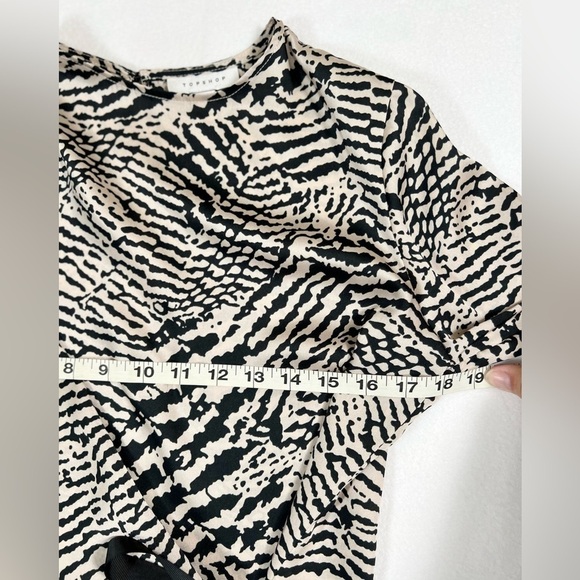 TOPSHOP Women’s Zebra Animal Print Draped Ribbon Side Tie Wrap Blouse Size‎ 2 - Picture 14 of 14